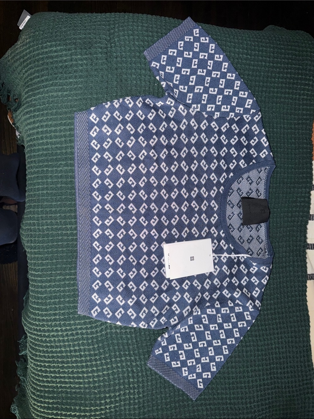 Givenchy Blue & White Logo Crop Top